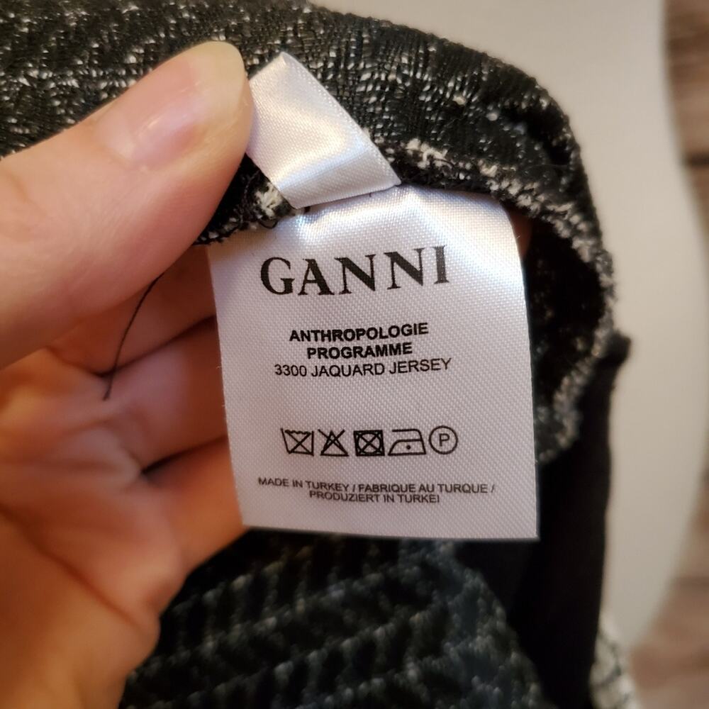 Anthropologie Ganni Jersey Dress Black White Jacquard Small - Picture 8 of 9